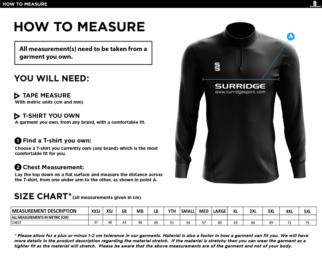 UNIVERSITY OF PORTSMOUTH PERFORMANCE TOP - Size Guide